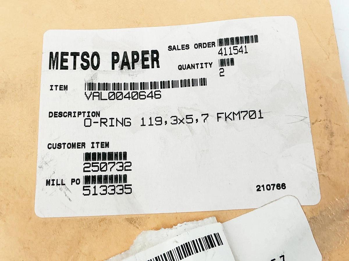 New Lot of 2 Metso Paper VAL0040646 O-Ring 119, 3X5, 7 FKM701
