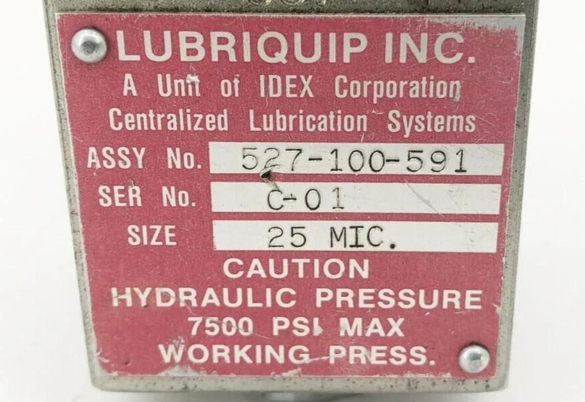 New Lubriquip 527-100-591 Inline High Pressure Filter 25 Mic.
