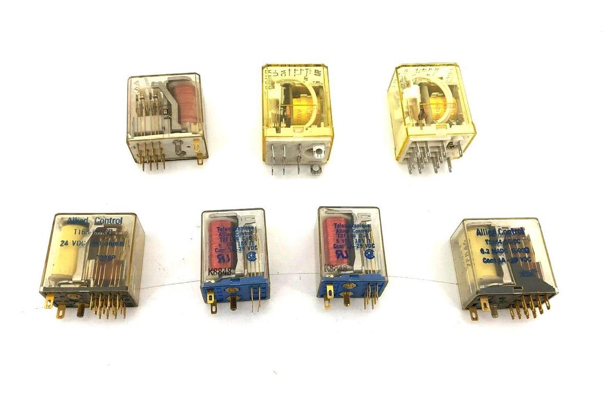 Lot of 7 New Misc. Relays RH2B-U, TSF154 C-C, T163-CC-CC, RY4S-UR10-E1-Y4-V700