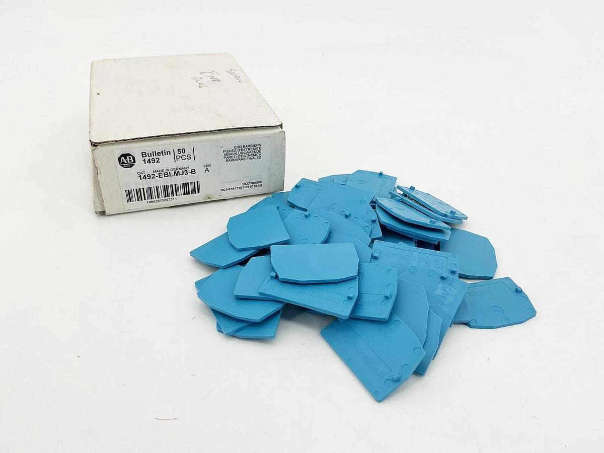 New Box of 48 Allen Bradley 1492-EBLMJ3-B End Barrier Blue Ser.A