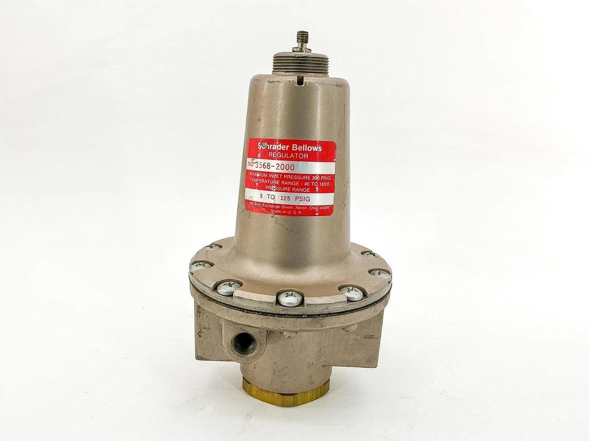 Used Schrader Bellows 3568-2000 Pressure Regulator 5-125PSIG - Missing Handle