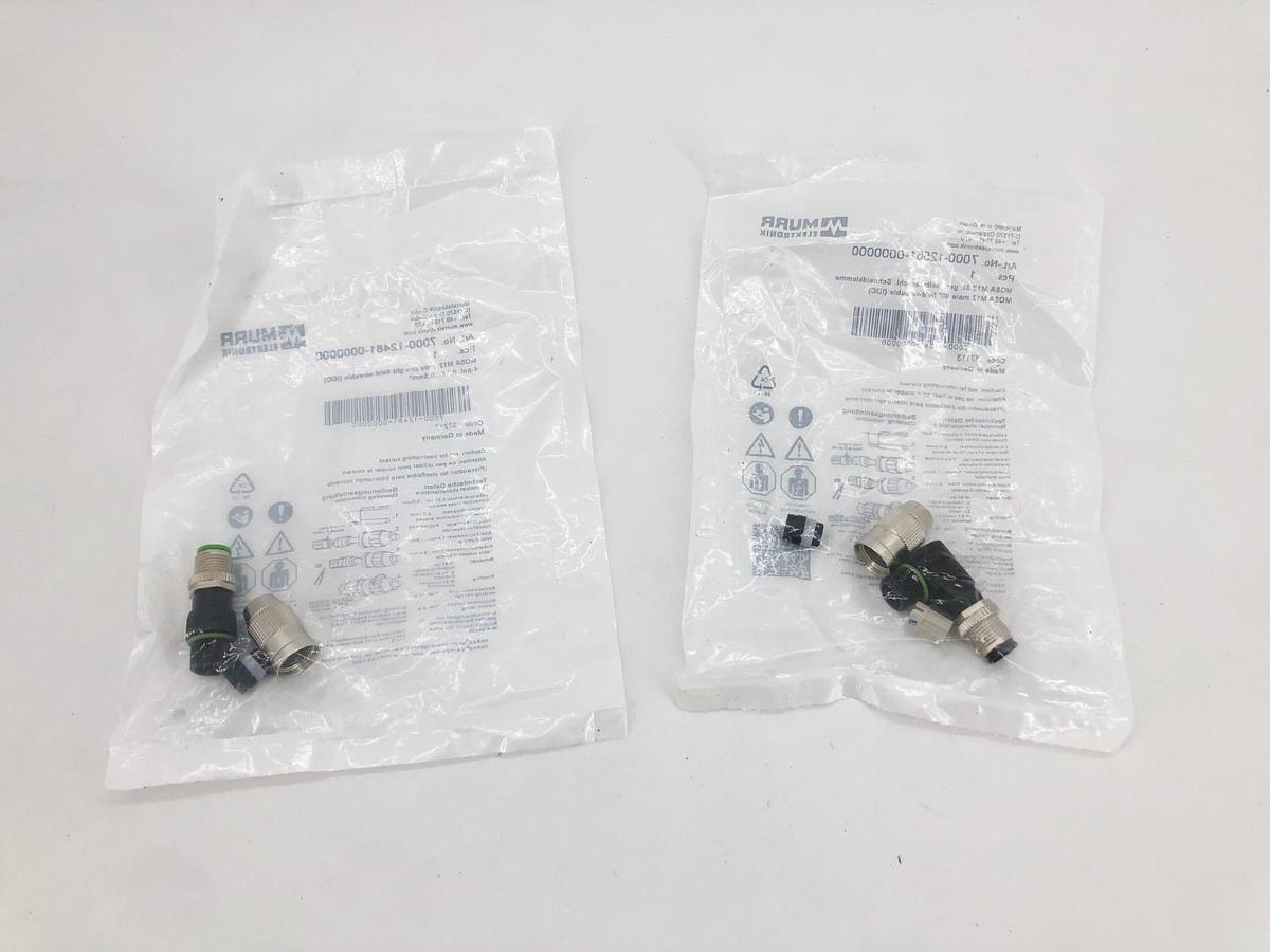 Lot of 2 New Murr Elektronik 7000-12561-0000000 Field Wireable MOSA M12 Male 90°