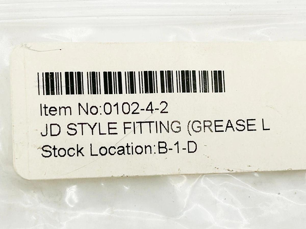 New Lot of 8 Parker 0102-4-2 JD Style Fitting Hydraulic Grease Fitting
