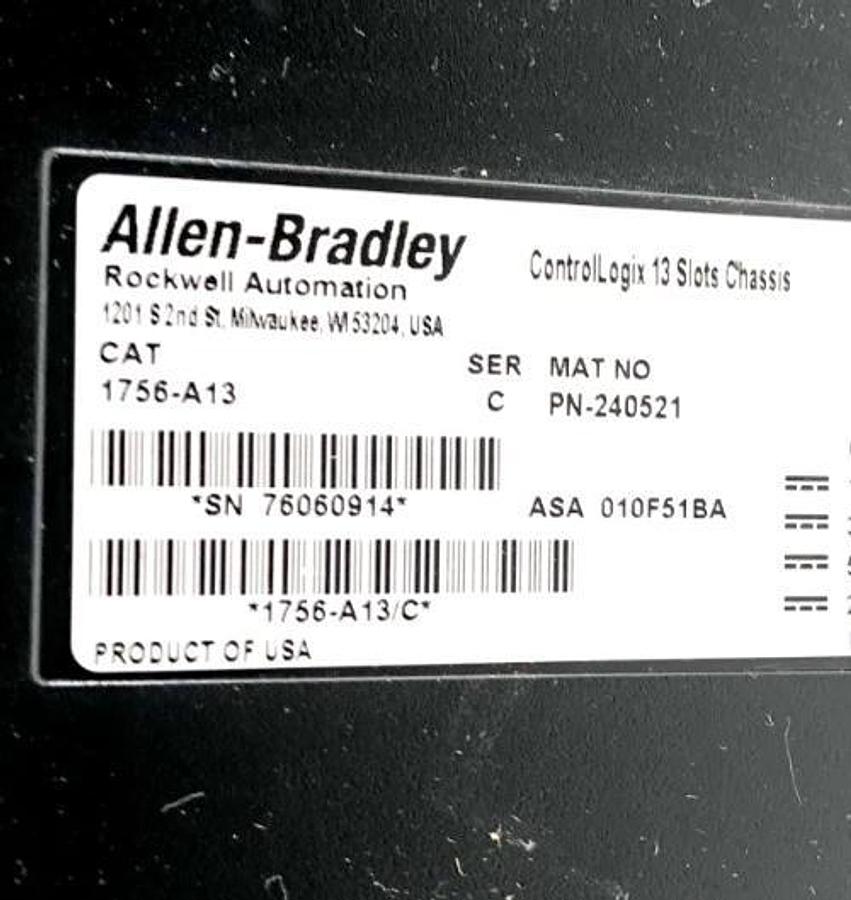 New Allen Bradley 1756-A13 Ser. C ControlLogix 13-Slot Chassis - No Box