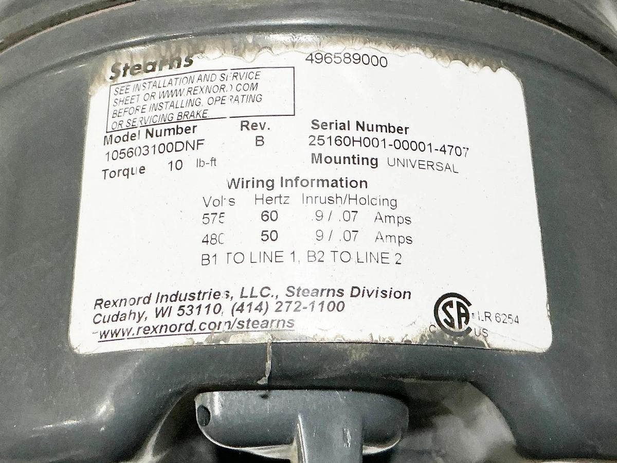 New Emerson U3E2GCR-P Electric Motor W/ Brake 3HP 575V 1765RPM 105603100DNF