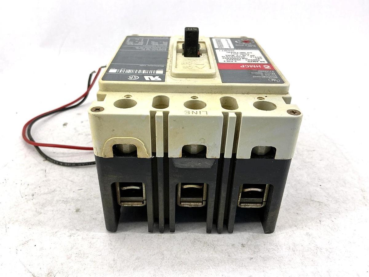 Used Westinghouse HMCP050K2C Ser C Motor Circuit Breaker / Protector 3-Pole 50A 600V