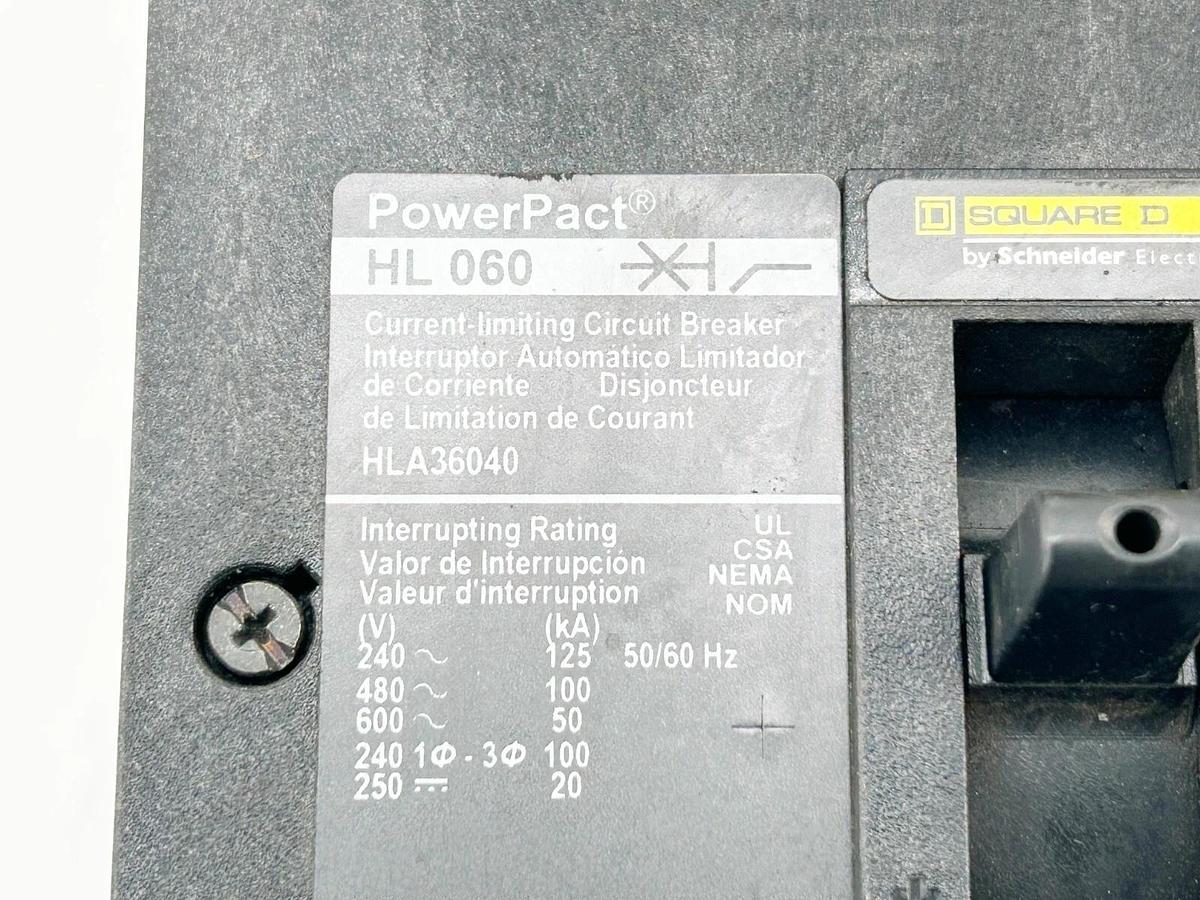 Used Square D HLA36040 Circuit Breaker 40A 3P 600V 3 Phase