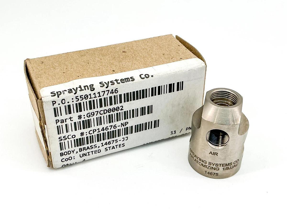 New Spraying Systems CP14676-NP Brass Body Air Atomizing Nozzle 14675-JJ