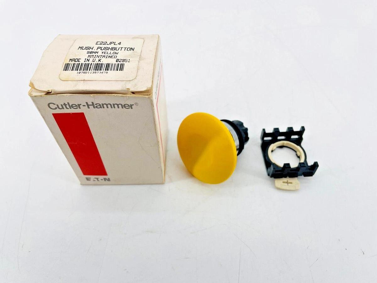 New Cutler Hammer E22JPL4 Pushbutton Yellow 50mm Maintained
