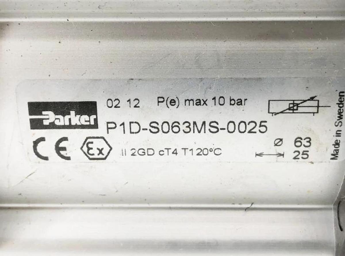 New Parker P1D-S063MS-0025 Pneumatic Cylinder 63mm Bore 25mm Stroke - No Box