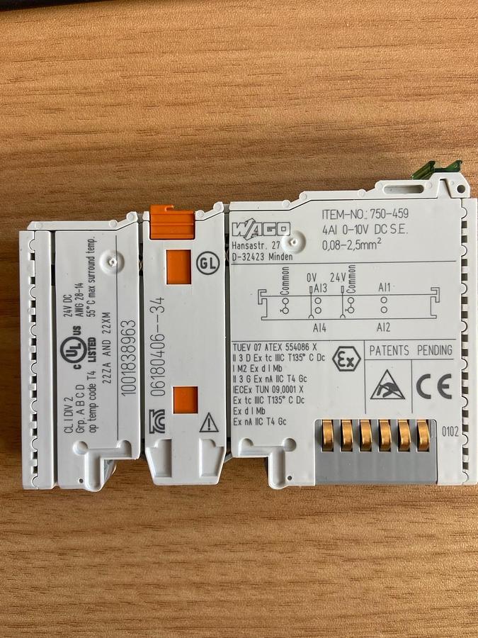New Wago 750-456 Analog Input Module 10VDC 80MA 2 Channel