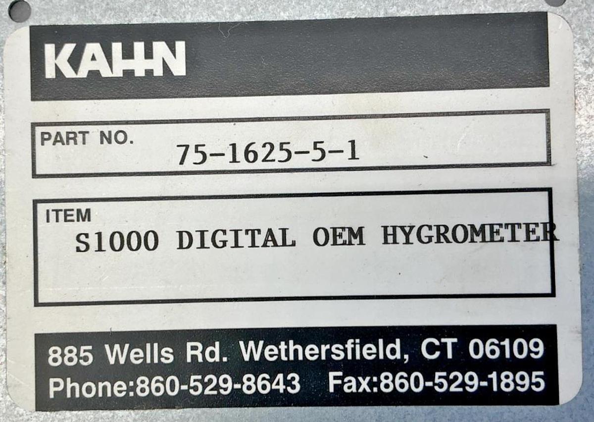 Used Kahn 75-1625-5-1 Pneumatech S1000 Digital OEM Hygrometer Analog 115VAC