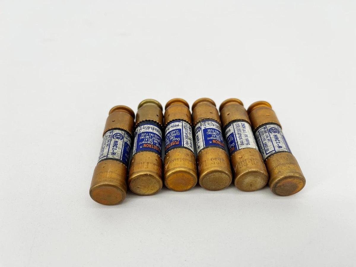 Lot of 6 New Bussmann Fusetron FRN-R-6-1/4 Class RK5 Fuses 6.25A 250V