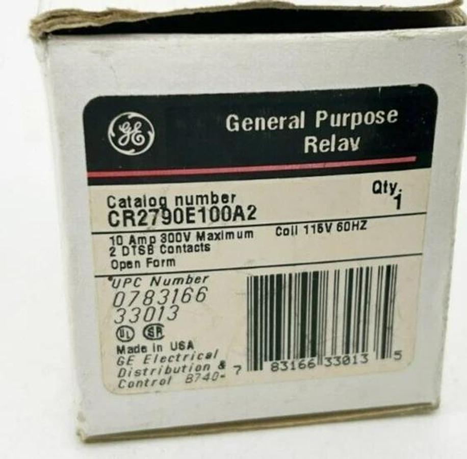 New GE General Electric CR2790E100A2 General Purpose Relay 300V 10A 115VAC Coil
