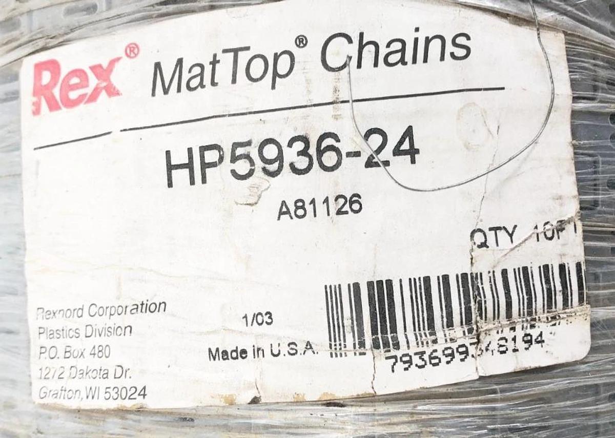 New Rexnord HP5936-24 MatTop Chain 10 FT. A81126 - No Box