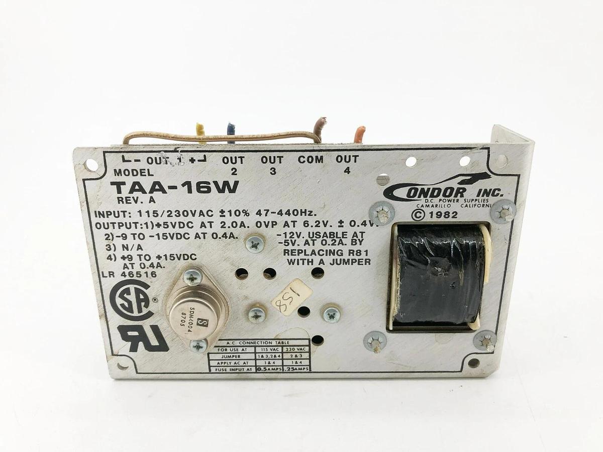 Used Condor TAA-16W Power Supply Input: 115/230VAC Output: ±5VDC 2A
