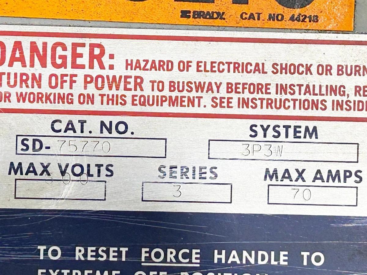 Used Square D SD-75770 Busway Circuit Breaker Plug In Unit