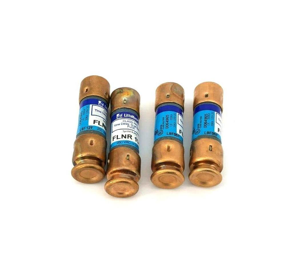 Lot of 4 New Littelfuse FLNR 15A Time Delay Fuses, 250VAC