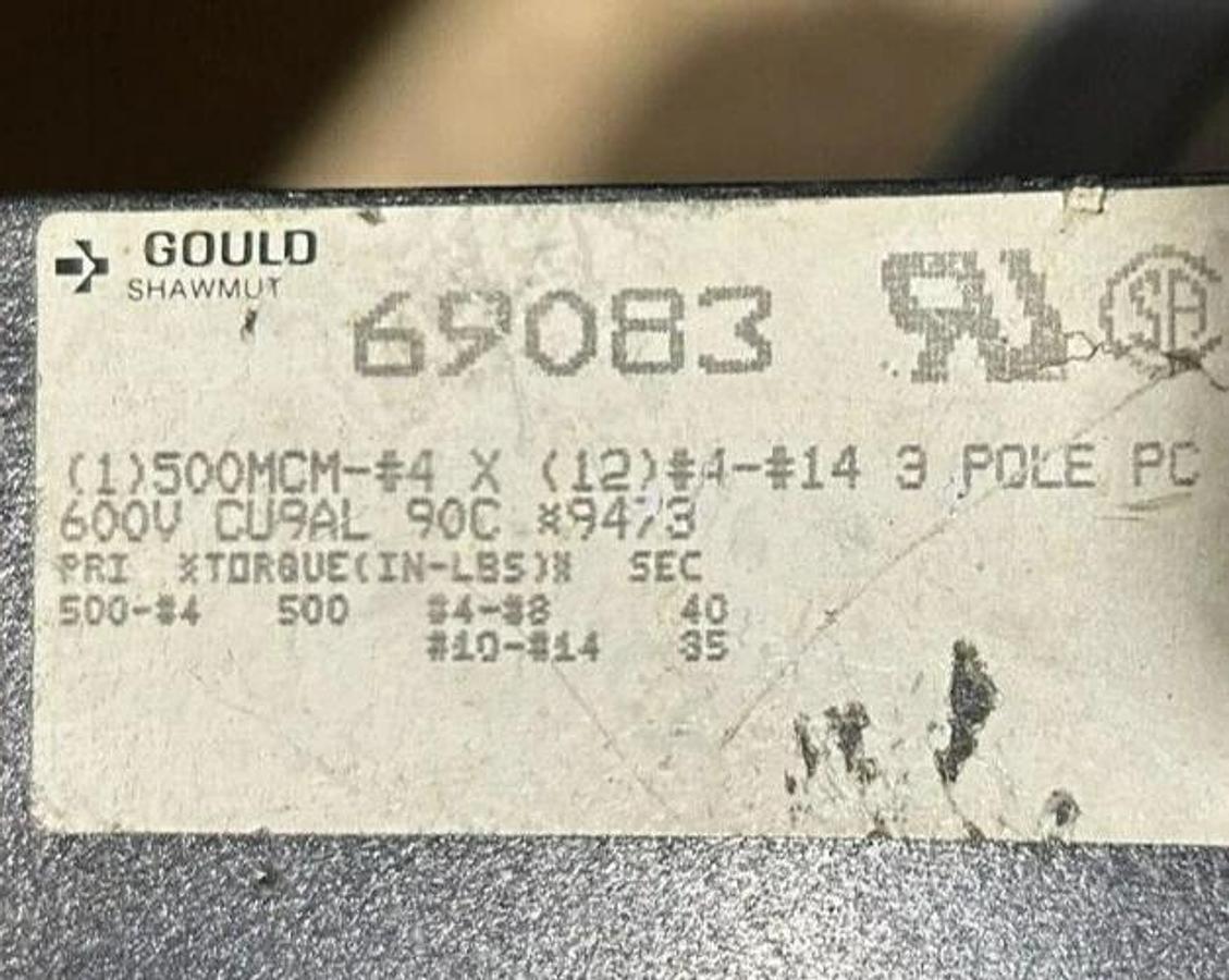 New Gould 69083 Fuse Holder 600V 3P 500MCM-#4 x #4-#14