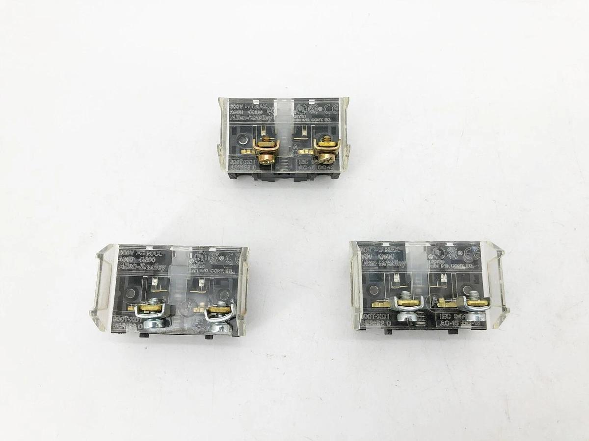 Lot of 3 New Allen Bradley 800T-XD1 Ser. D Contact Blocks - No Box