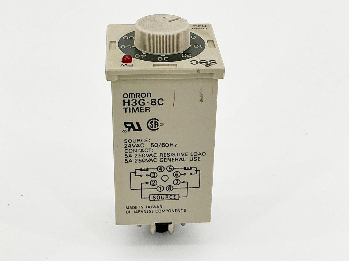 New Omron H3G-8C Mini Timer Relay 24VAC 5A 50/60Hz 0-60 Sec