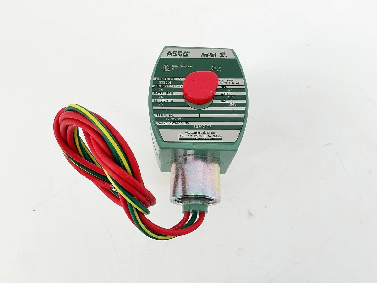 New Asco 8320G172 Solenoid Valve 75PSI 1/4" 3W 24VDC