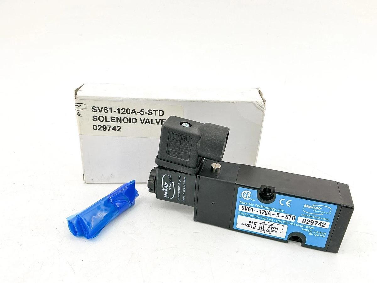 New Max-Air SV61-120A-5-STD Solenoid Valve 30-120PSI 2-8Bar 120Vac 029742