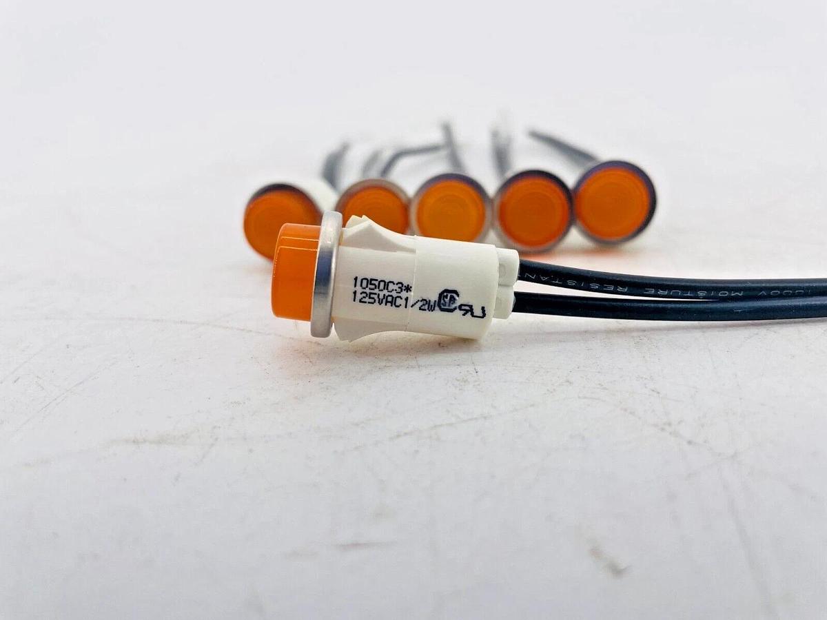 Lot of 6 New VCC 1050C3 Panel Mount Indicator Lamps Amber 1/2in