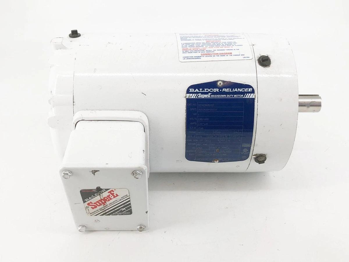 New Baldor VEWDM3546T Washdown Motor 1HP 230/460V 2.9/1.45A 1745RPM - No Box