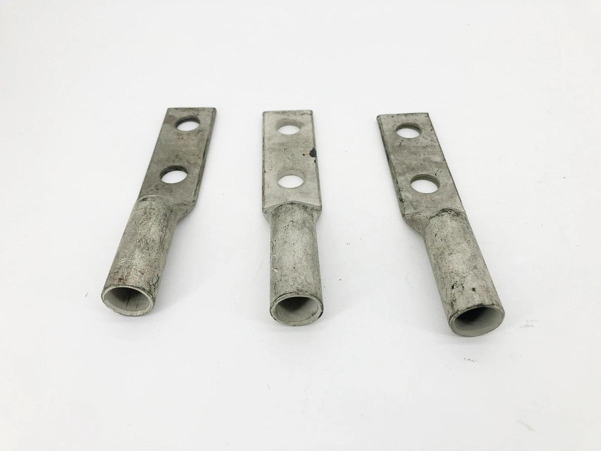 Used Lot of 3 Burndy YA-2N Copper Compression Lugs 2-Hole N300-300MCM