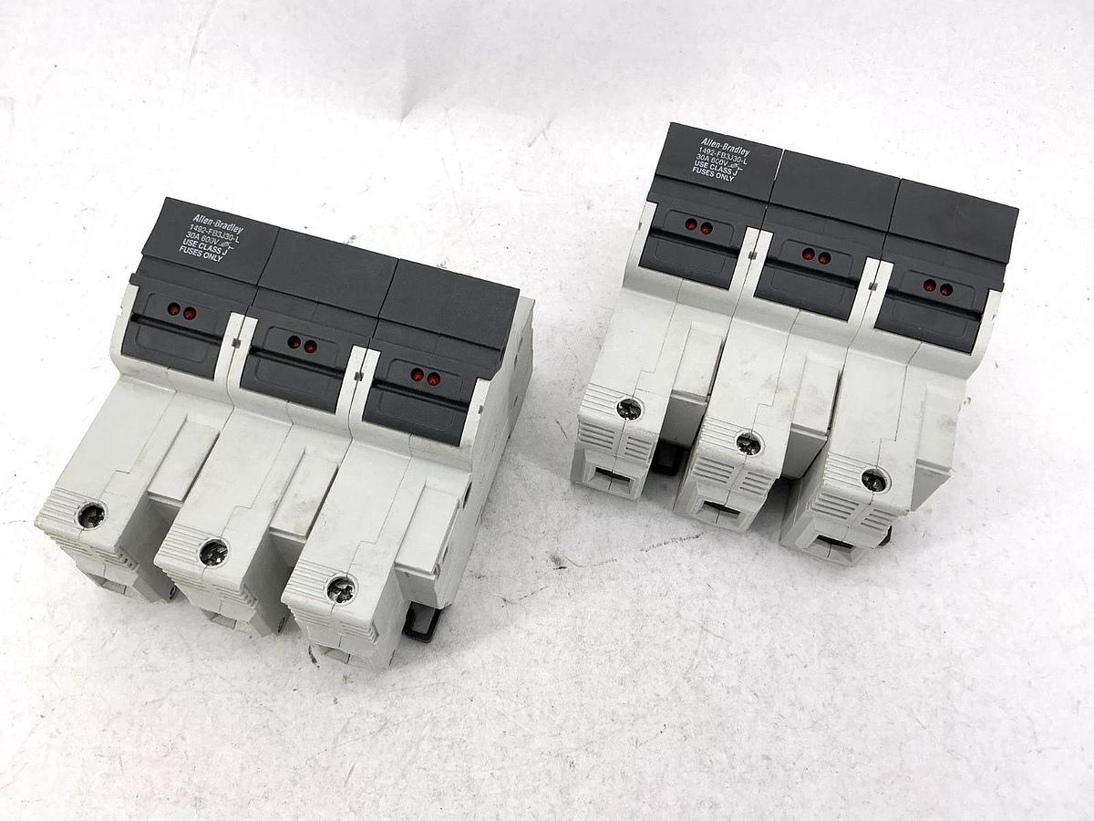 Used Lot of 2 Allen Bradley 1492-FB3J30-L Ser B Fuse Holder 30A 600V Class J Fuse