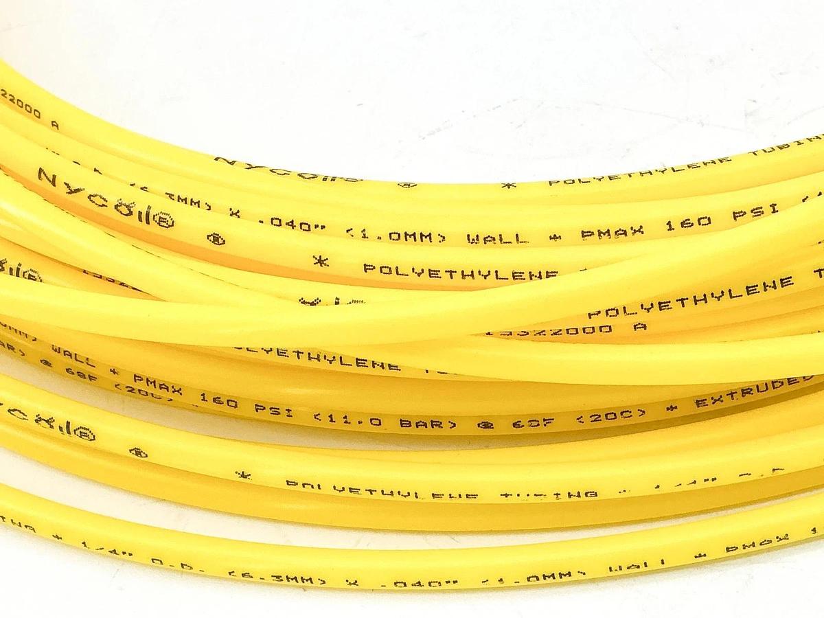 New Nycoil 62445 Yellow Tubing 1/4ODX.040 Wall P.E.Tube 100Ft