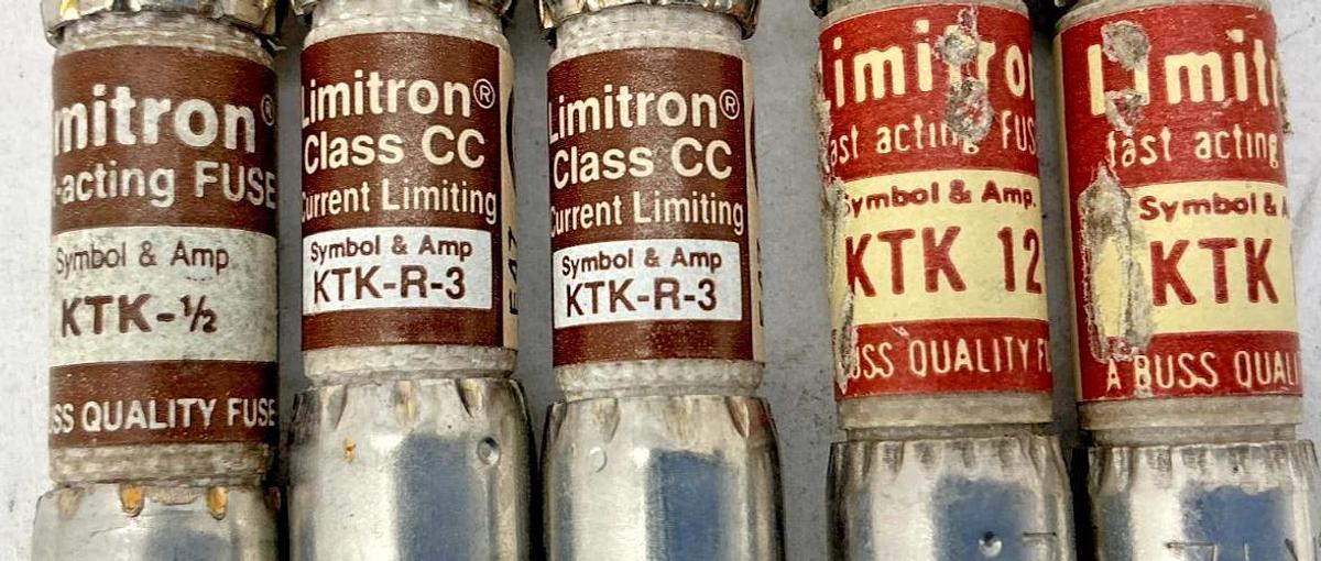 Lot of 5 New Assorted Bussmann KTK Limitron Fast-Acting Fuses 1/2, 3 & 12