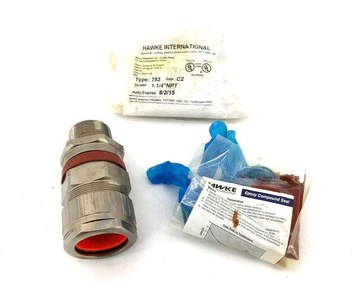 New Hawke International 753 C2 1-1/4" NPT Marine Shipboard Cable Sealing Fitting