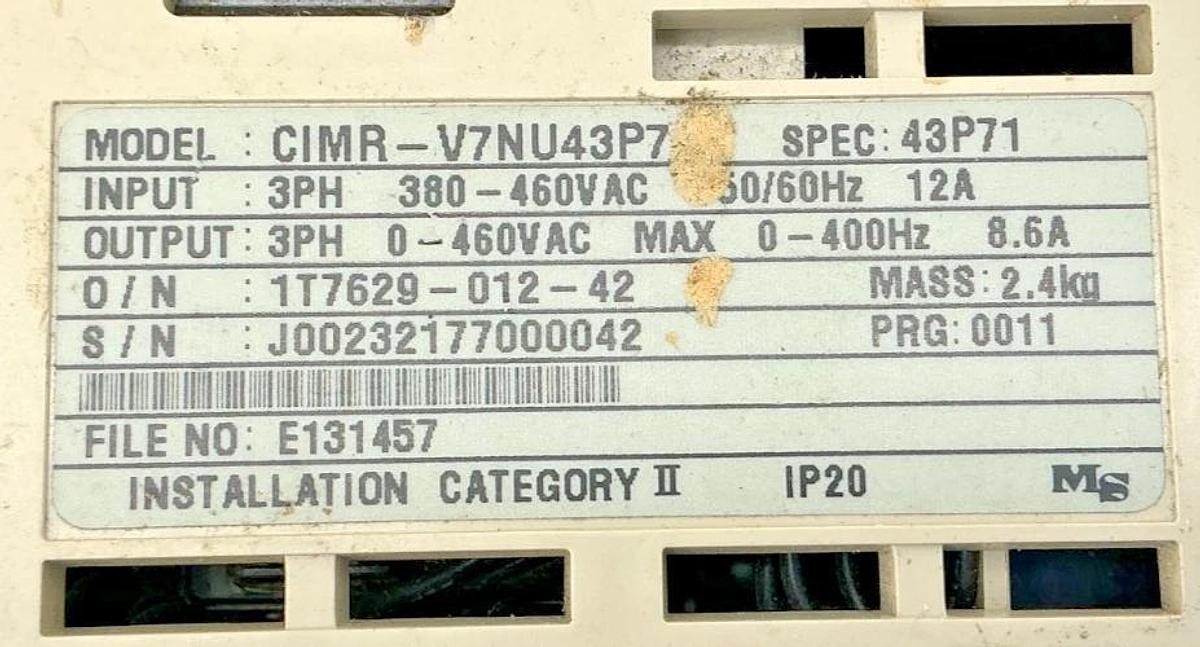 Used Lot of 3 Yaskawa CIMR-V7NU43P7 Varispeed Drive 3PH 12A 460VAC FOR PARTS ONLY