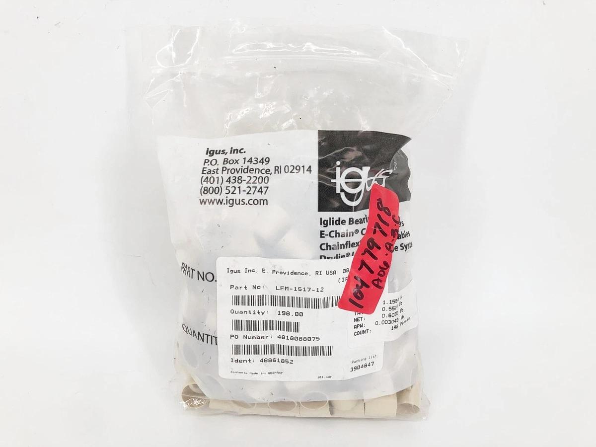 Bag of 198 New Igus LFM-1517-12 Iglide Plastic Sleeve Bearings 15X17X12MM