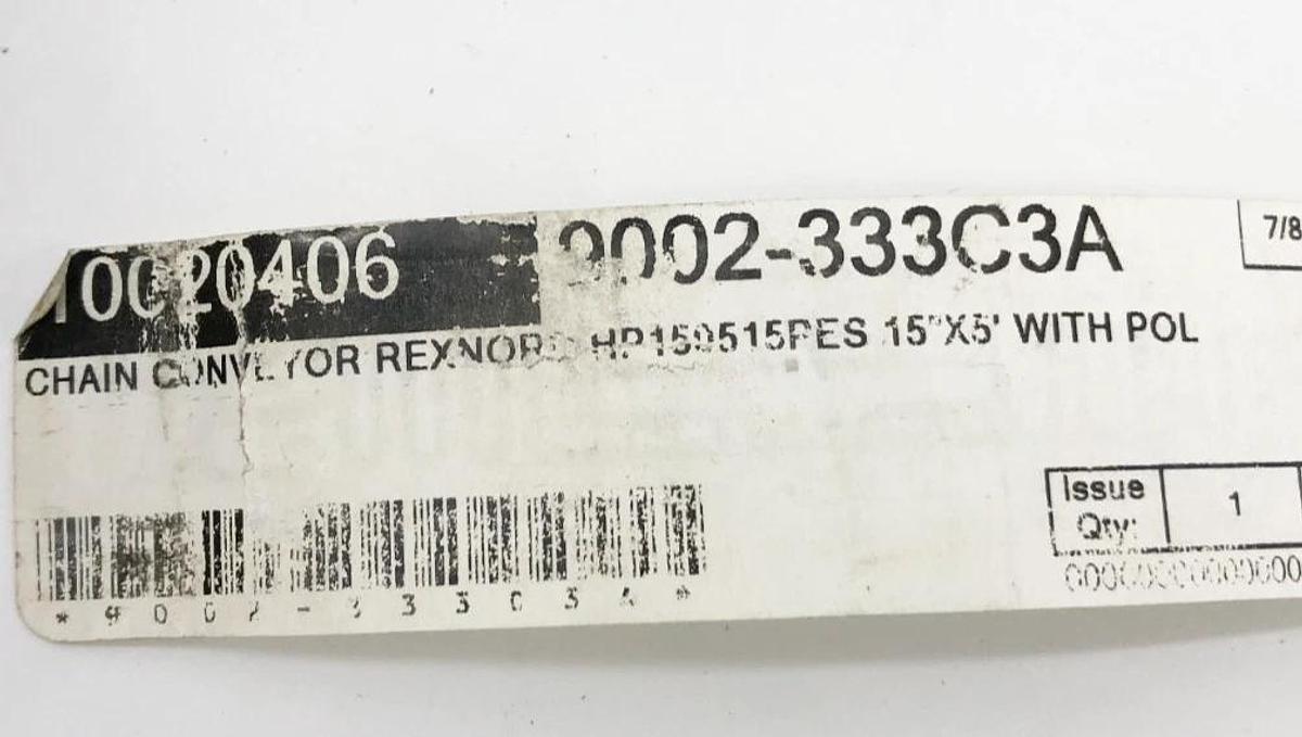 New Rexnord HP1505-15PES Conveyor Chain 15" x 5FT. WITH POL - No Box