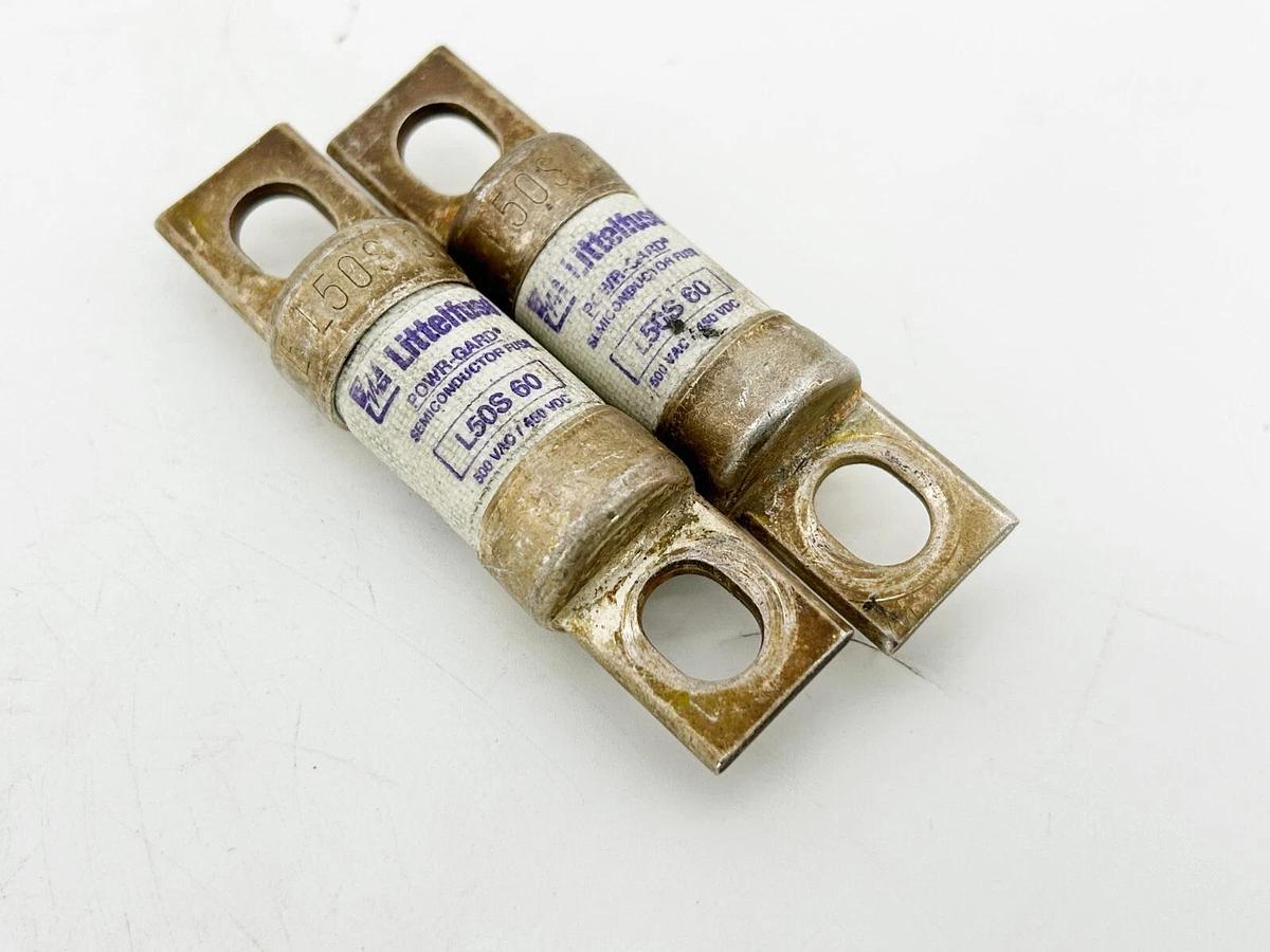 Used Lot of 2 Littelfuse L50S-60 Very Fast Acting Semiconductor Fuse 60A 500V
