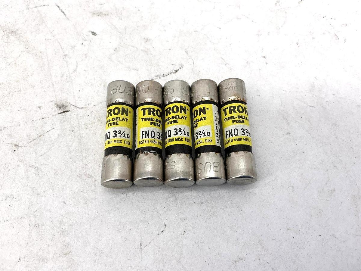 Lot of 5 New Bussmann FNQ-3-2/10 TRON Time-Delay Fuse 3-2/10A 500V