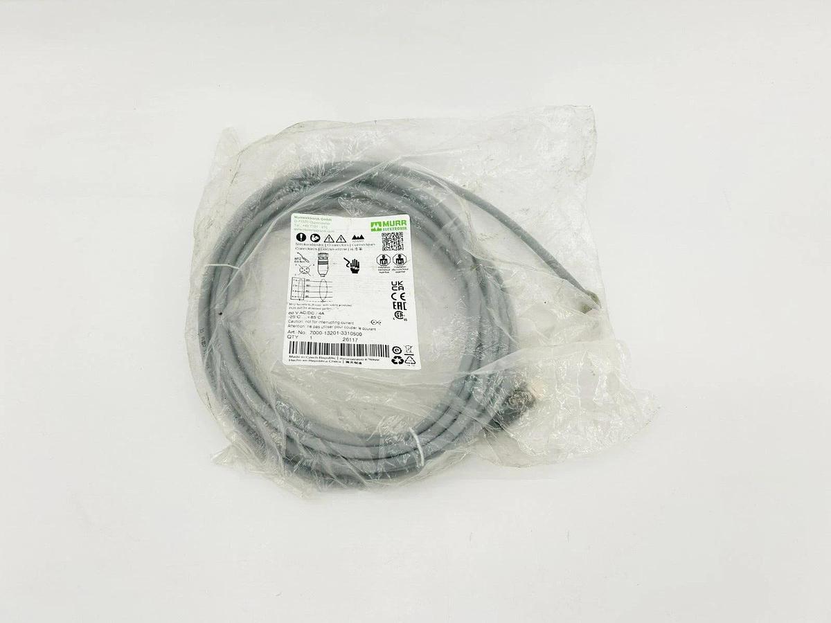 New Murr 7000-13201-3310500 M12 Female Cable, 60VAC/DC, 60A