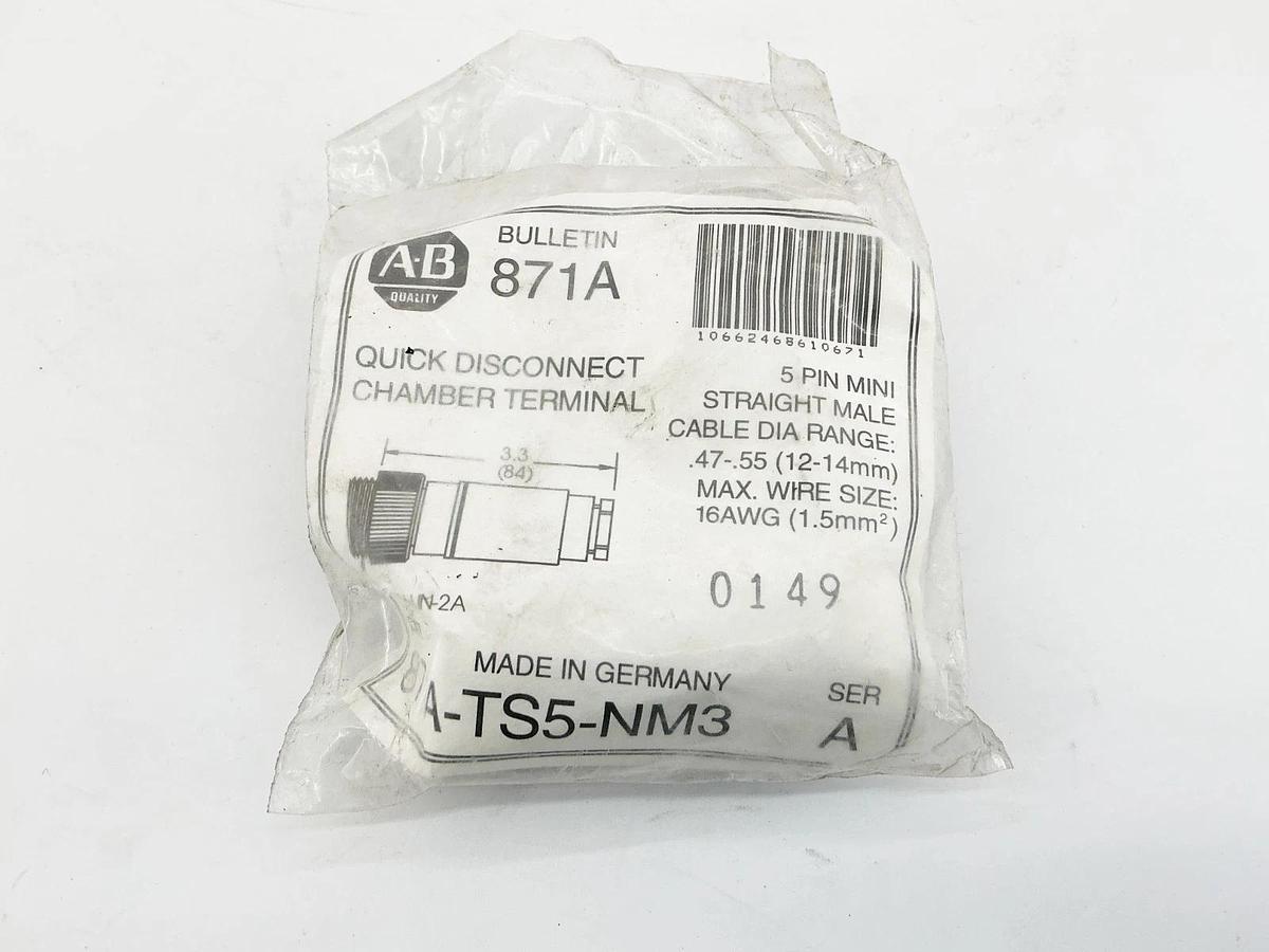New Allen Bradley 871A-TS5-NM3 Quick Disconnect Chamber Terminal 5Pin Ser.A