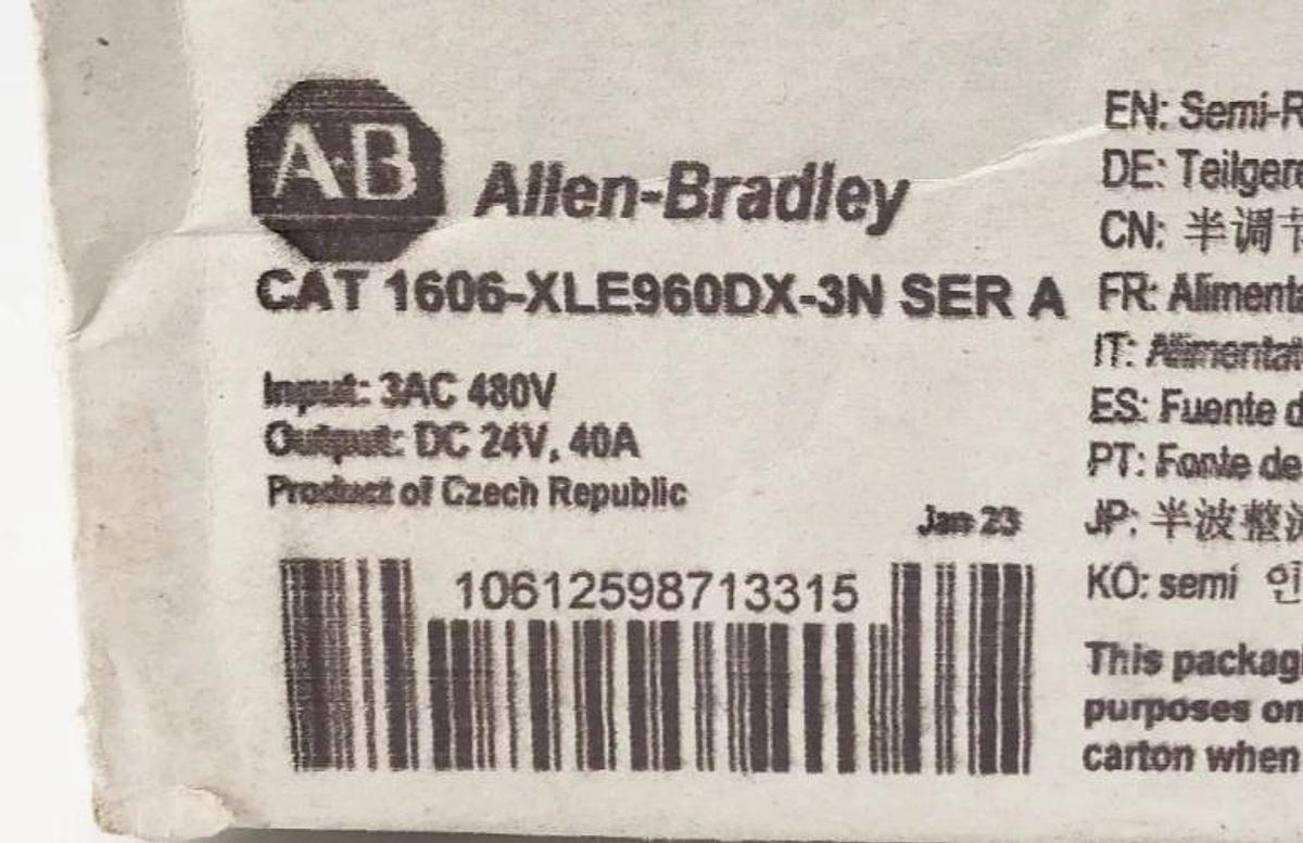 New Allen Bradley 1606-XLE960DX-3N Ser. A Power Supply 3PH 24V 40A 960W