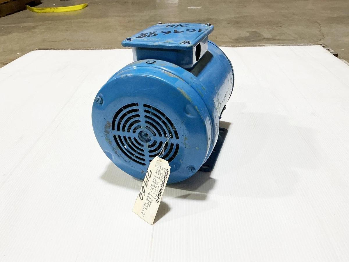 Used Reliance 9147-99-7S Electric Motor 575V 1140RPM 3/4HP 2.6A FK143T Frame