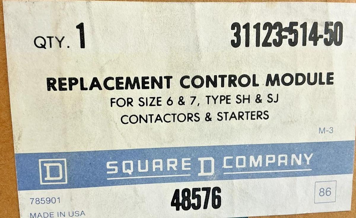 New Square D 31123-514-50 Replacement Control Module for Size 6 & 7 48576
