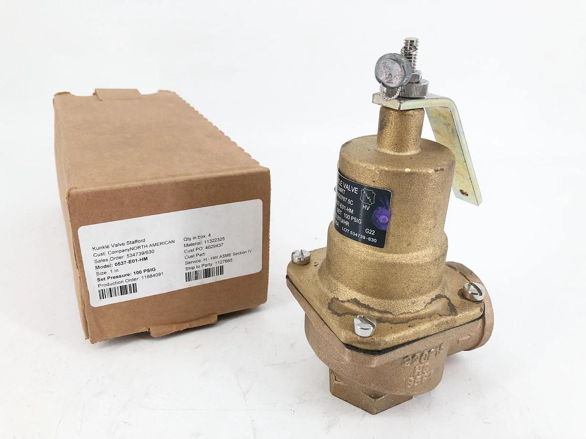 New Kunkle Valve 0537-E01-HM Safety Relief Valve Bronze 1" Set 100psi