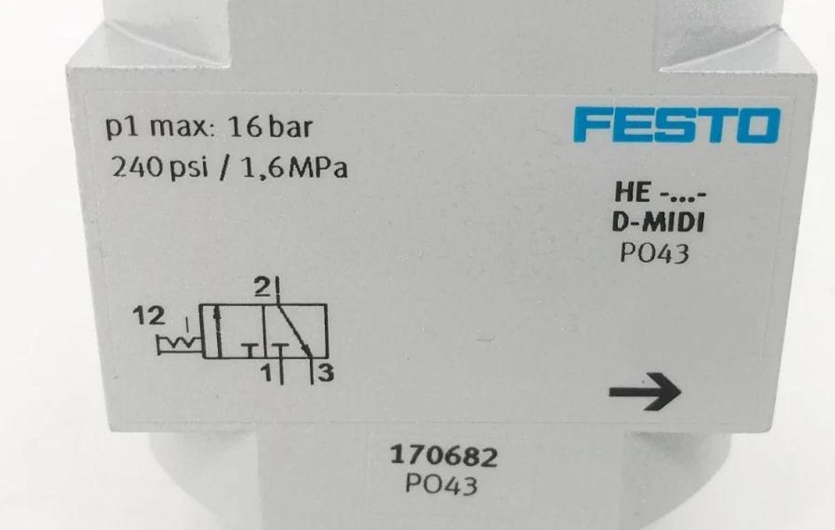 New Festo HE-D-MIDI On/ Off Valve 170682 240psi