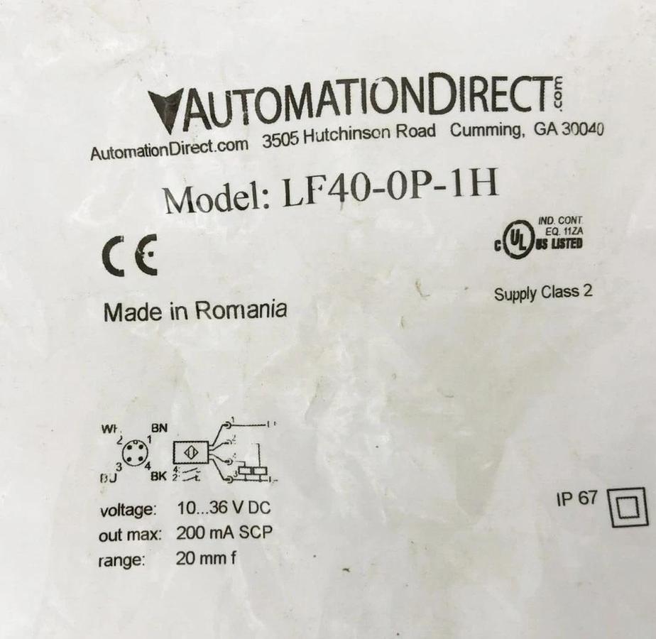 New Automation Direct LF40-0P-1H Inductive Proximity Sensor 10-36VDC 20mm Range