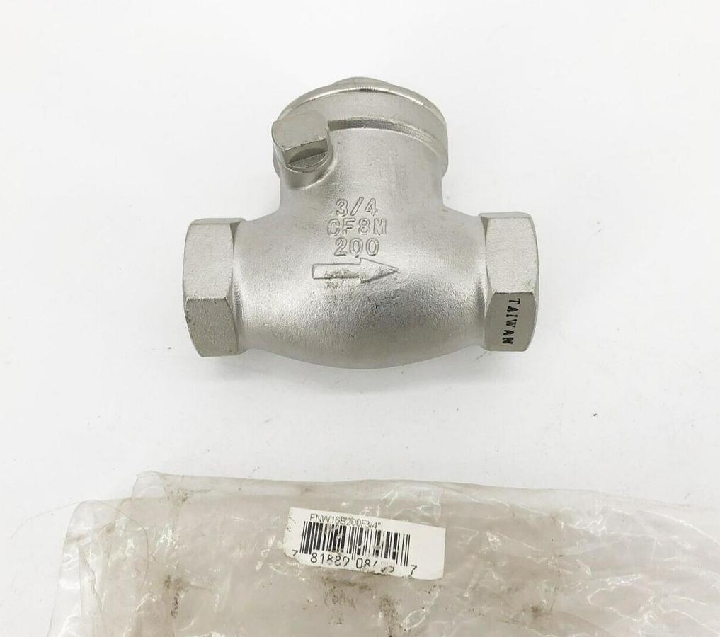 New FNW FNW16B200F Stainless Steel Check Valve 3/4" 200 WOG CF8M