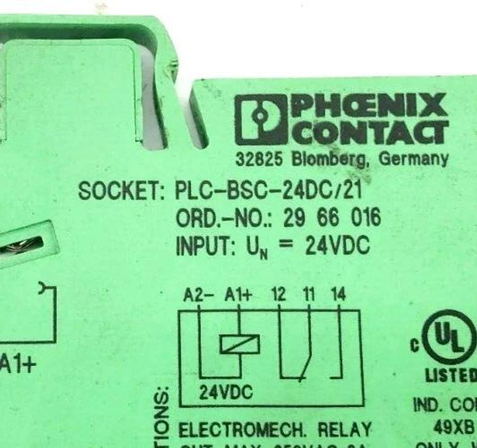 Used Lot of 4 Phoenix Contact PLC-BSC-24DC/21 Relay Bases 24VDC 2966016