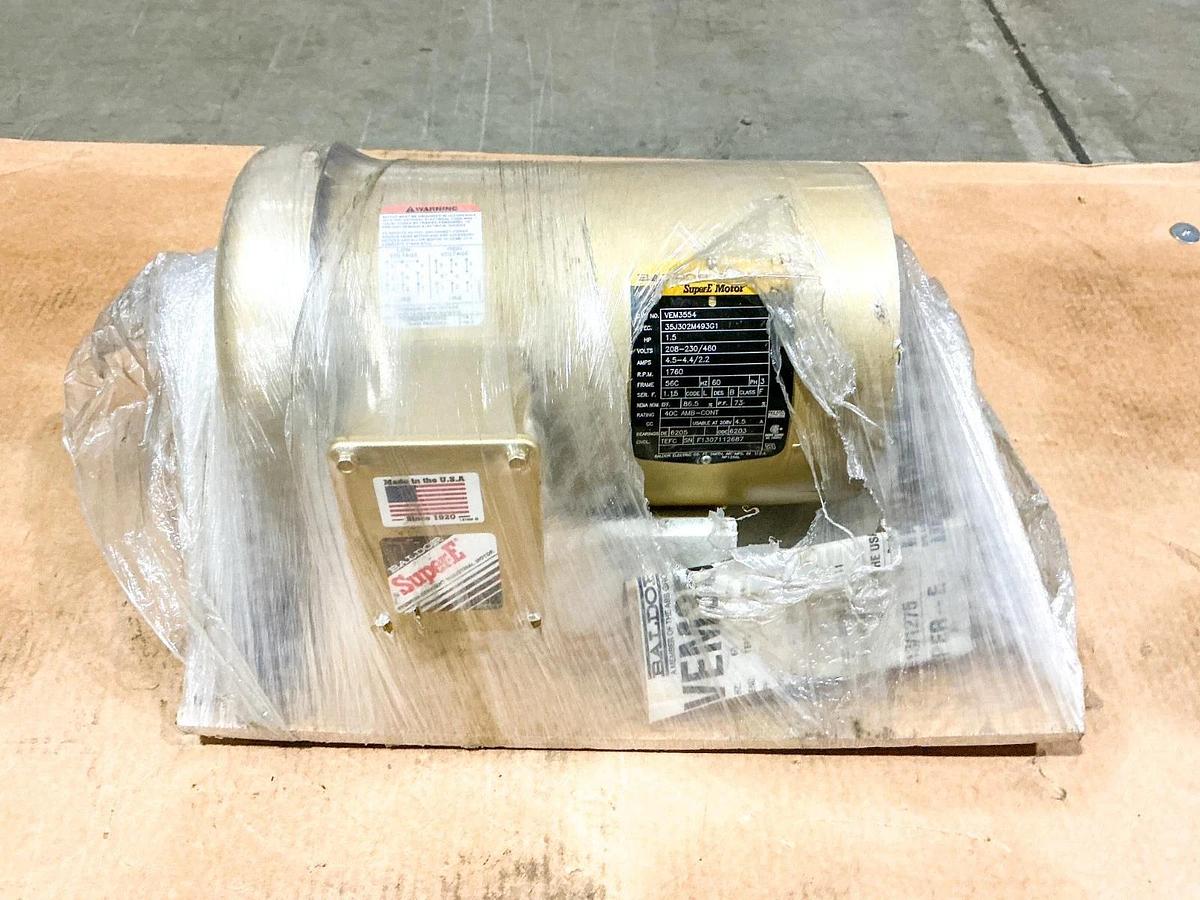New Baldor VEM3554 Electric Motor 1.5HP 3PH 460V 1760RPM Spec 35J302M493G1